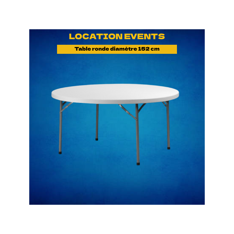 Location table ronde diamètre 152 cm - 8 personnes