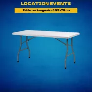 Location de table rectangulaire polyethylène 183x76 cm
