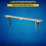 Location bancs en bois 220 x 25 cm - 4 personnes