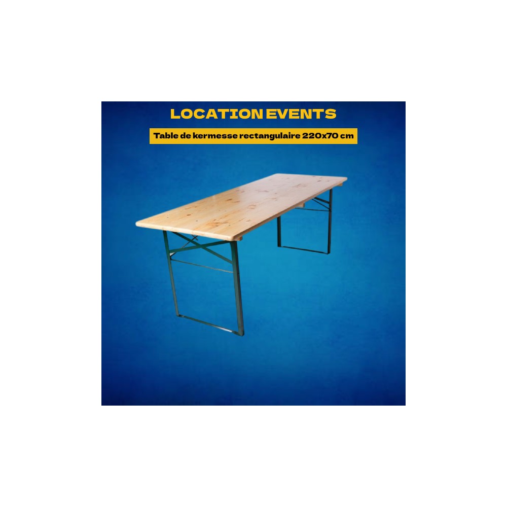 Location Table de kermesse rectangulaire 220x70 cm