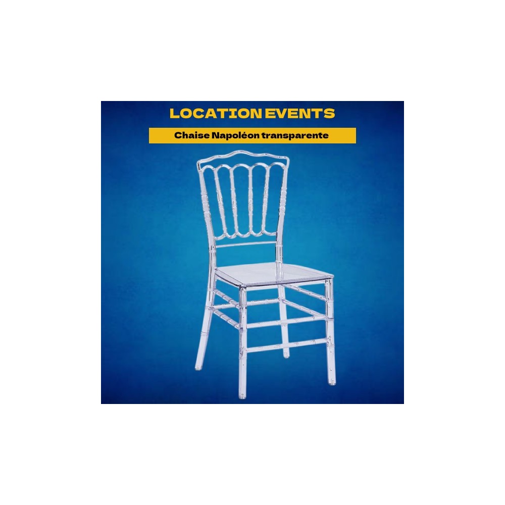 Location Chaise Napoléon cristal + galette blanche
