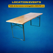 Location Table de kermesse rectangulaire 220x70 cm - Orléans et Nevers