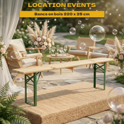 Location bancs en bois 220 x 25 cm - 4 personnes - Orléans