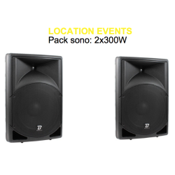 Location pack sono: 2 x 300 w - 20 A 70 personnes